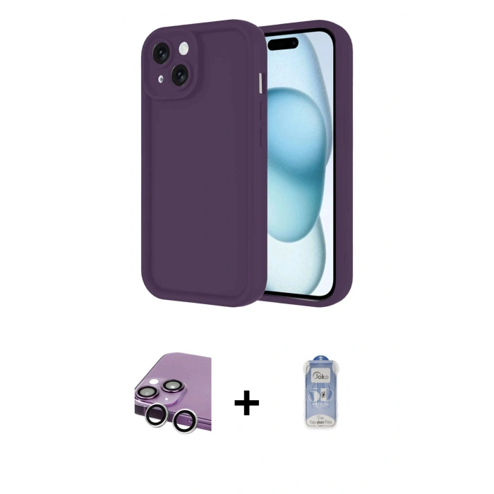 MARSİLYAN™- iPhone 14 Kılıf Yankı Yansıma Özel Seri - Siyah Joko Magic 5D Cam + Raze Metal Kamera Lens - GS