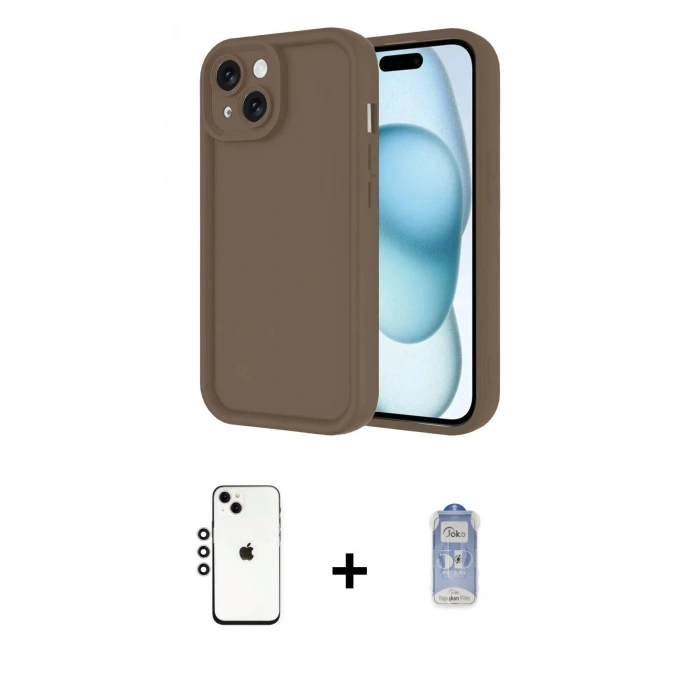 MARSİLYAN™- iPhone 14 Kılıf Yankı Yansıma Özel Seri - Siyah Joko Magic 5D Cam + Shine Kamera Lens - GS
