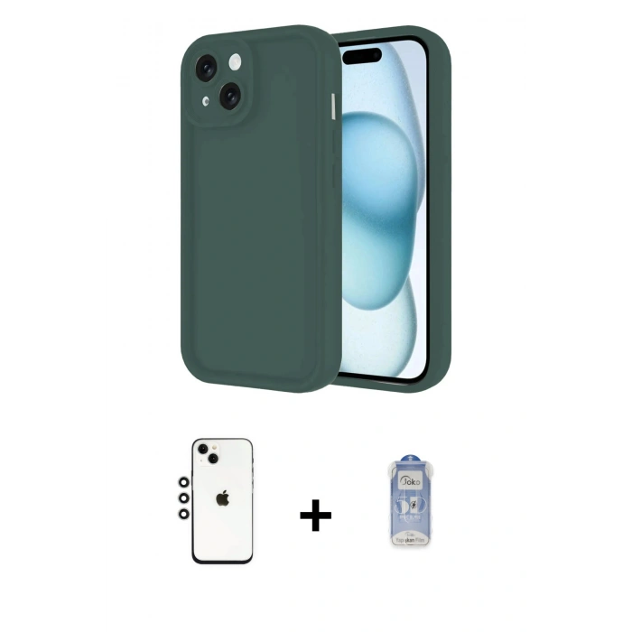 MARSİLYAN™- iPhone 14 Kılıf Yankı Yansıma Özel Seri - Siyah Joko Magic 5D Cam + Shine Kamera Lens - GS