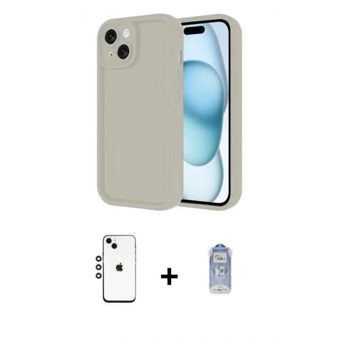 MARSİLYAN™- iPhone 14 Kılıf Yankı Yansıma Özel Seri - Siyah Joko Magic 5D Cam + Shine Kamera Lens - GS
