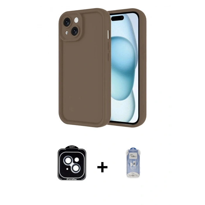MARSİLYAN™- iPhone 14 Kılıf Yankı Yansıma Özel Seri - Siyah Joko Magic 5D Cam + PVD Metal Kamera Lens - MI