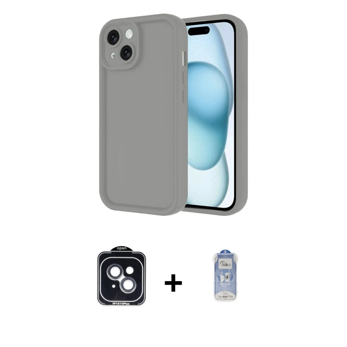 MARSİLYAN™- iPhone 14 Kılıf Yankı Yansıma Özel Seri - Siyah Joko Magic 5D Cam + PVD Metal Kamera Lens - SH