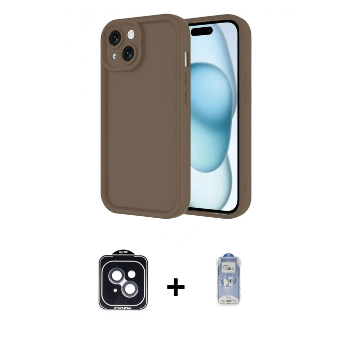 MARSİLYAN™- iPhone 14 Kılıf Yankı Yansıma Özel Seri - Siyah Joko Magic 5D Cam + PVD Metal Kamera Lens - SH