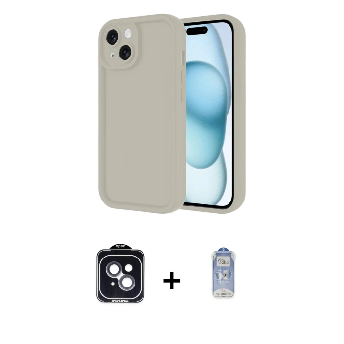 MARSİLYAN™- iPhone 14 Kılıf Yankı Yansıma Özel Seri - Siyah Joko Magic 5D Cam + PVD Metal Kamera Lens - SH