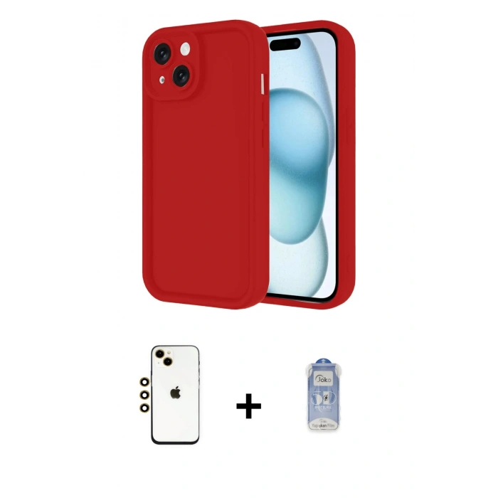 MARSİLYAN™- iPhone 14 Kılıf Yankı Yansıma Özel Seri - Siyah Joko Magic 5D Cam + Shine Kamera Lens - GD
