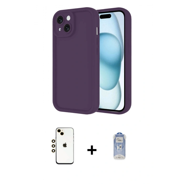 MARSİLYAN™- iPhone 14 Kılıf Yankı Yansıma Özel Seri - Siyah Joko Magic 5D Cam + Shine Kamera Lens - GD