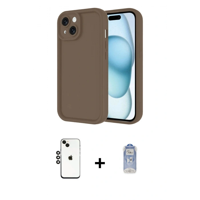 MARSİLYAN™- iPhone 14 Kılıf Yankı Yansıma Özel Seri - Siyah Joko Magic 5D Cam + Shine Kamera Lens - SH