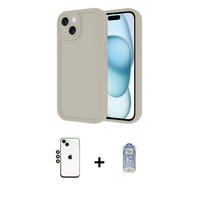 MARSİLYAN™- iPhone 14 Kılıf Yankı Yansıma Özel Seri - Siyah Joko Magic 5D Cam + Shine Kamera Lens - SH