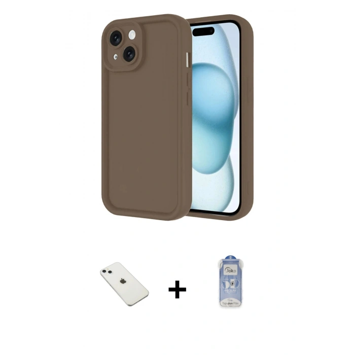 MARSİLYAN™- iPhone 14 Kılıf Yankı Yansıma Özel Seri - Siyah Joko Magic 5D Cam + Sierra Blue Diamond Kamera Lens