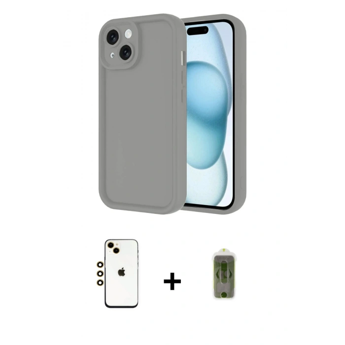 MARSİLYAN™- iPhone 14 Kılıf Yankı Yansıma Özel Seri - Siyah Joko Magic 5D Hayalet Cam + Shine Kamera Lens - GD