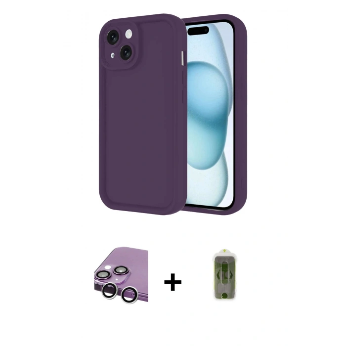 MARSİLYAN™- iPhone 14 Kılıf Yankı Yansıma Özel Seri - Siyah Joko Magic 5D Hayalet Cam + Raze Metal Kamera Lens - GS