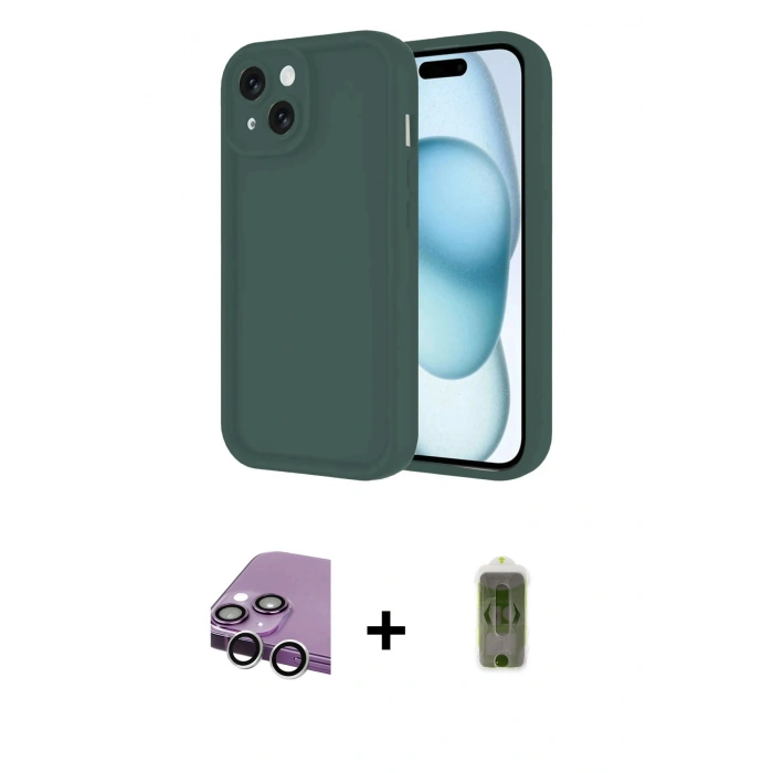MARSİLYAN™- iPhone 14 Kılıf Yankı Yansıma Özel Seri - Siyah Joko Magic 5D Hayalet Cam + Raze Metal Kamera Lens - GS