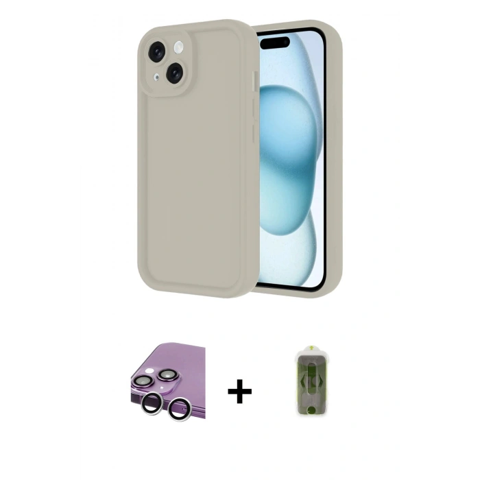 MARSİLYAN™- iPhone 14 Kılıf Yankı Yansıma Özel Seri - Siyah Joko Magic 5D Hayalet Cam + Raze Metal Kamera Lens - GS