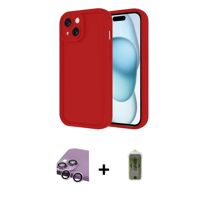 MARSİLYAN™- iPhone 14 Kılıf Yankı Yansıma Özel Seri - Siyah Joko Magic 5D Hayalet Cam + Raze Metal Kamera Lens - GS