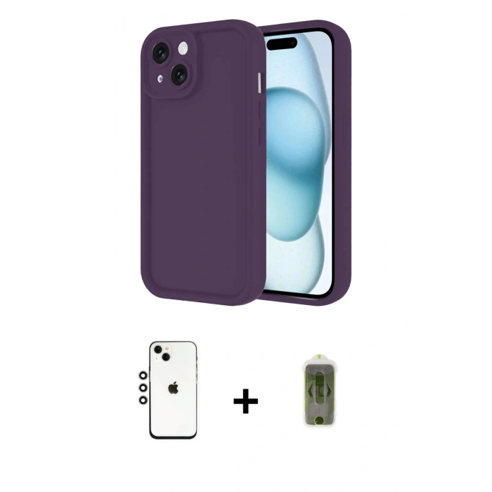 MARSİLYAN™- iPhone 14 Kılıf Yankı Yansıma Özel Seri - Siyah Joko Magic 5D Hayalet Cam + Shine Kamera Lens - GS