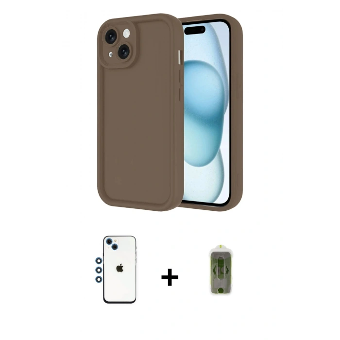 MARSİLYAN™- iPhone 14 Kılıf Yankı Yansıma Özel Seri - Siyah Joko Magic 5D Hayalet Cam + Shine Kamera Lens - MI