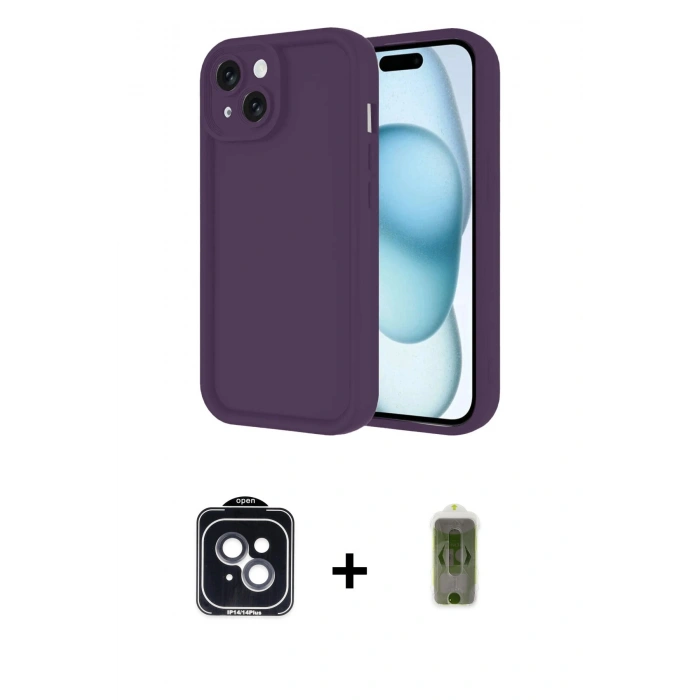 MARSİLYAN™- iPhone 14 Kılıf Yankı Yansıma Özel Seri - Siyah Joko Magic 5D Hayalet Cam + PVD Metal Kamera Lens - SH