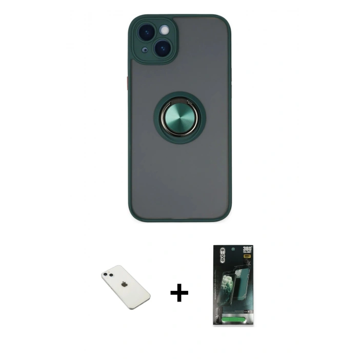 MARSİLYAN™- iPhone 14 Kılıf Yörünge Çizgi - Şeffaf 360 Full Body Arka Koruyucu + Diamond Kamera Lens - SABE