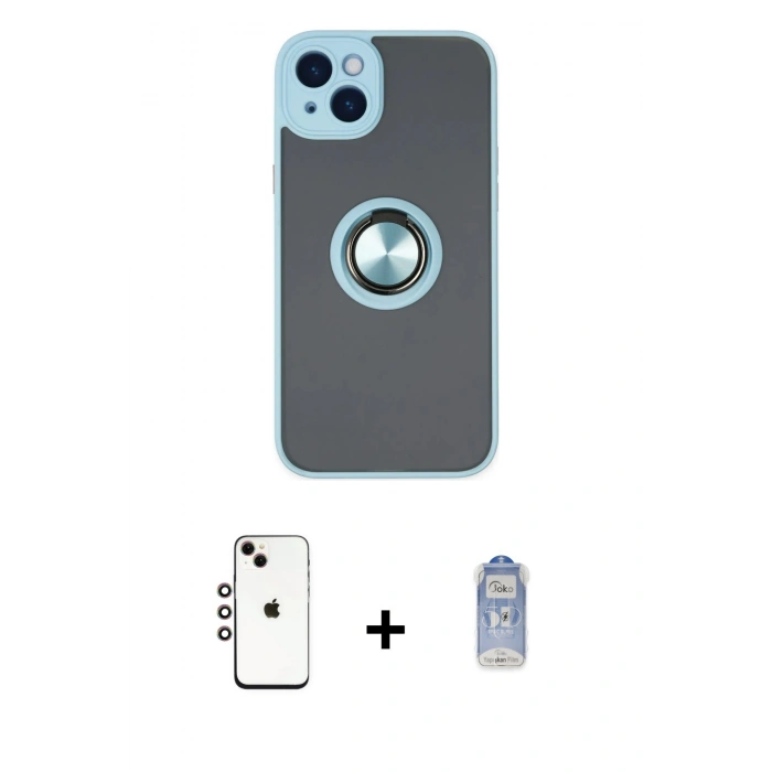 MARSİLYAN™- iPhone 14 Kılıf Yörünge Çizgi - Siyah Joko Magic 5D Cam + Shine Kamera Lens - GI