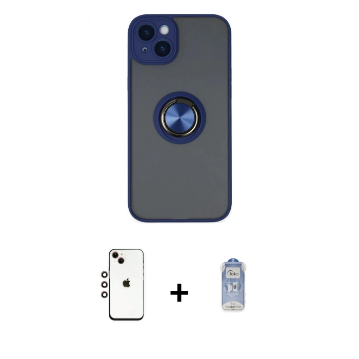 MARSİLYAN™- iPhone 14 Kılıf Yörünge Çizgi - Siyah Joko Magic 5D Cam + Shine Kamera Lens - GI