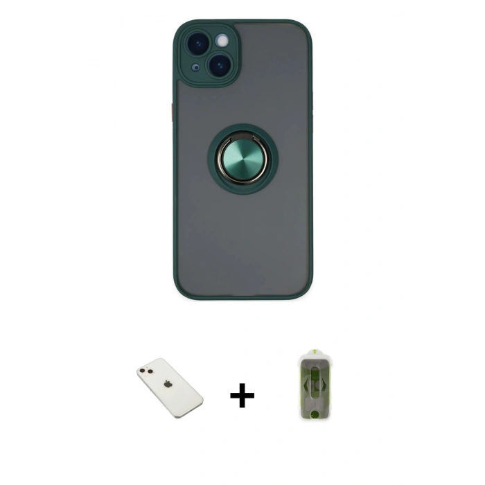 MARSİLYAN™- iPhone 14 Kılıf Yörünge Çizgi - Siyah Joko Magic 5D Hayalet Cam + Diamond Kamera Lens - PE