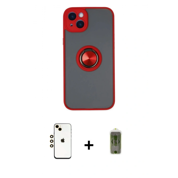 MARSİLYAN™- iPhone 14 Kılıf Yörünge Çizgi - Siyah Joko Magic 5D Hayalet Cam + Shine Kamera Lens - GD