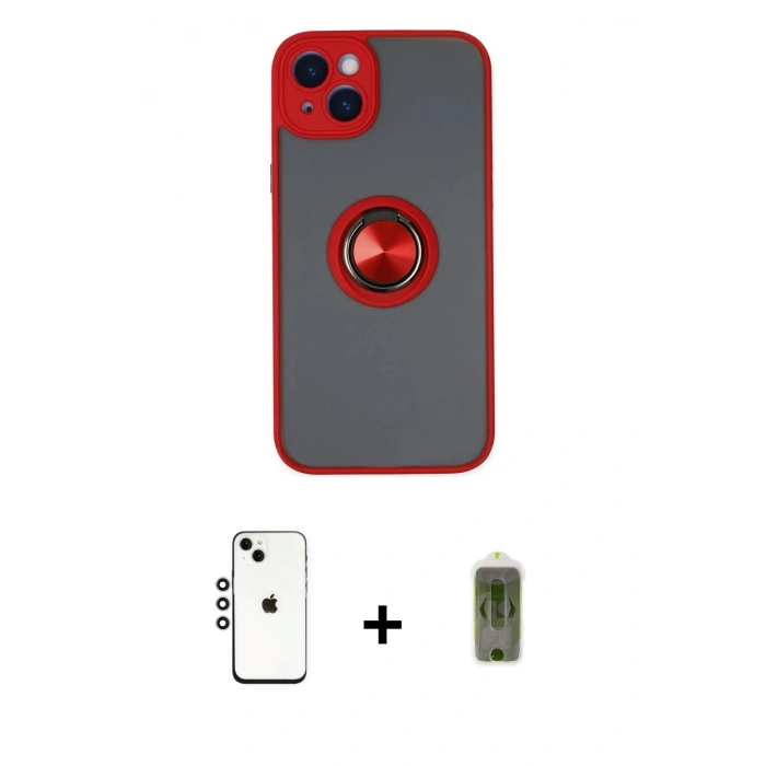 MARSİLYAN™- iPhone 14 Kılıf Yörünge Çizgi - Siyah Joko Magic 5D Hayalet Cam + Shine Kamera Lens - GS