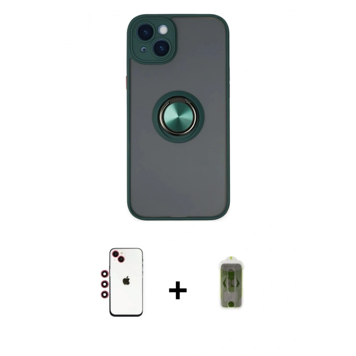 MARSİLYAN™- iPhone 14 Kılıf Yörünge Çizgi - Siyah Joko Magic 5D Hayalet Cam + Shine Kamera Lens - KI