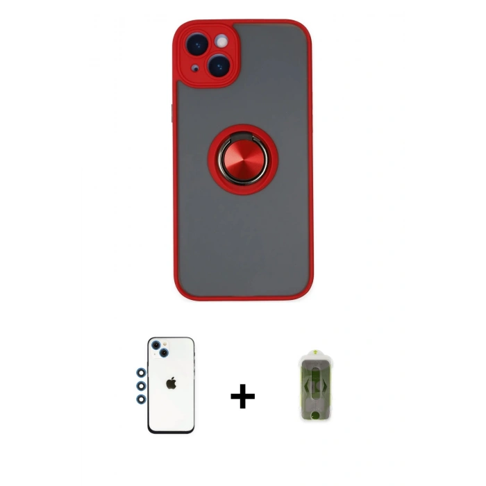 MARSİLYAN™- iPhone 14 Kılıf Yörünge Çizgi - Siyah Joko Magic 5D Hayalet Cam + Shine Kamera Lens - MI
