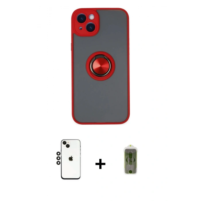 MARSİLYAN™- iPhone 14 Kılıf Yörünge Çizgi - Siyah Joko Magic 5D Hayalet Cam + Shine Kamera Lens - SH