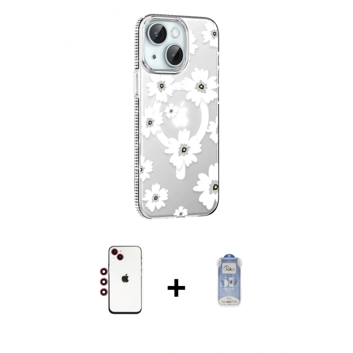 MARSİLYAN™- iPhone 14 Kılıf Yörünge Işık Prime - Siyah Joko Magic 5D Cam + Shine Kamera Lens - KI