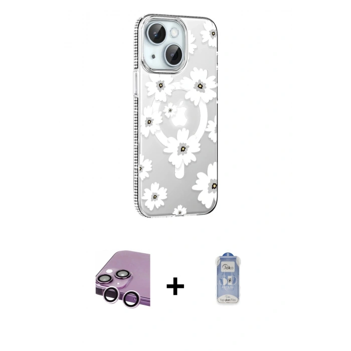 MARSİLYAN™- iPhone 14 Kılıf Yörünge Işık Prime - Siyah Joko Magic 5D Cam + Raze Metal Kamera Lens - MR