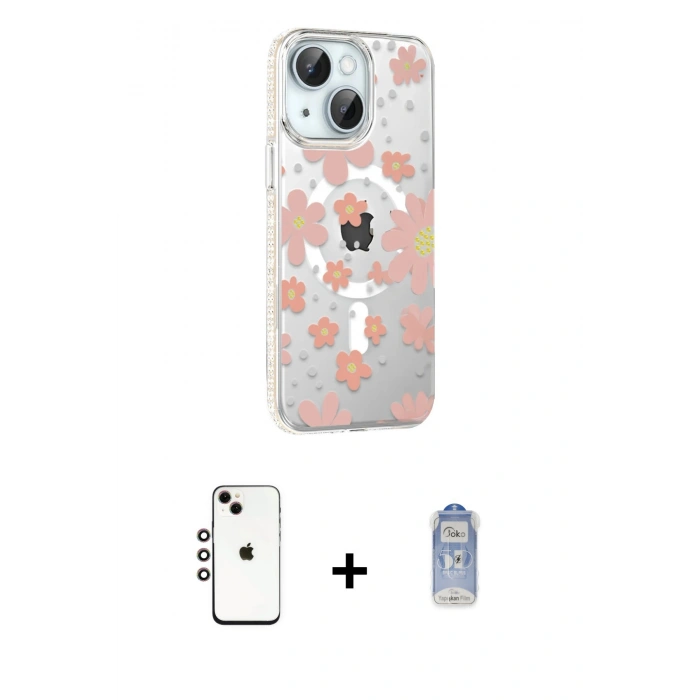 MARSİLYAN™- iPhone 14 Kılıf Yörünge Işık Prime - Siyah Joko Magic 5D Cam + Shine Kamera Lens - GI