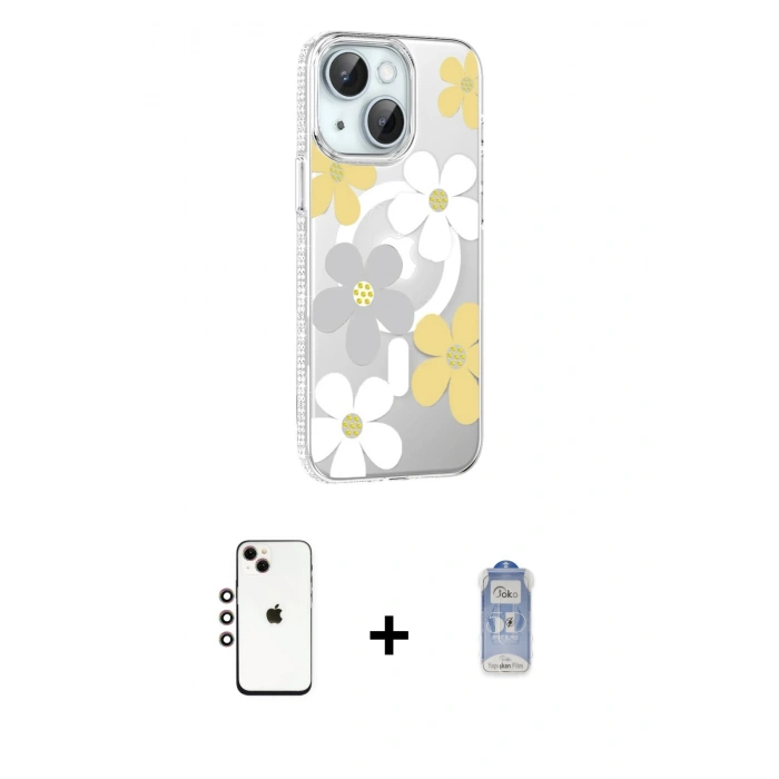 MARSİLYAN™- iPhone 14 Kılıf Yörünge Işık Prime - Siyah Joko Magic 5D Cam + Shine Kamera Lens - GI
