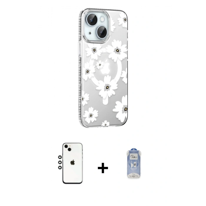 MARSİLYAN™- iPhone 14 Kılıf Yörünge Işık Prime - Siyah Joko Magic 5D Cam + Shine Kamera Lens - GS