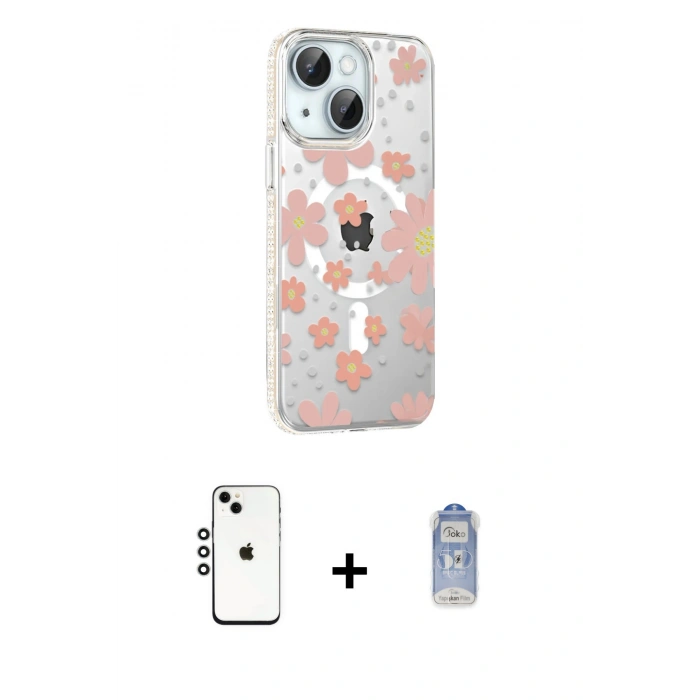 MARSİLYAN™- iPhone 14 Kılıf Yörünge Işık Prime - Siyah Joko Magic 5D Cam + Shine Kamera Lens - GS