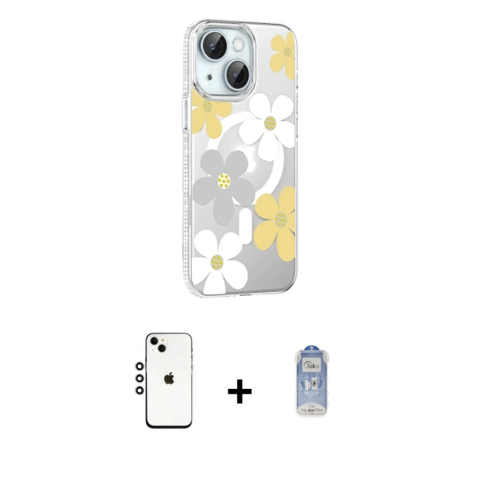 MARSİLYAN™- iPhone 14 Kılıf Yörünge Işık Prime - Siyah Joko Magic 5D Cam + Shine Kamera Lens - GS