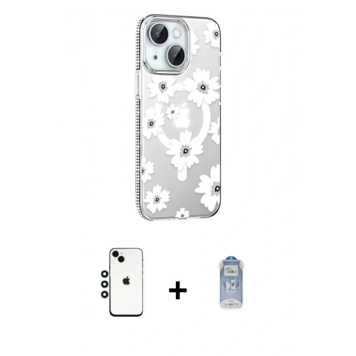 MARSİLYAN™- iPhone 14 Kılıf Yörünge Işık Prime - Siyah Joko Magic 5D Cam + Shine Kamera Lens - YL