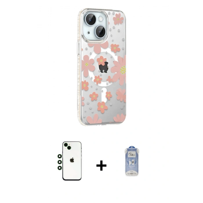 MARSİLYAN™- iPhone 14 Kılıf Yörünge Işık Prime - Siyah Joko Magic 5D Cam + Shine Kamera Lens - YL