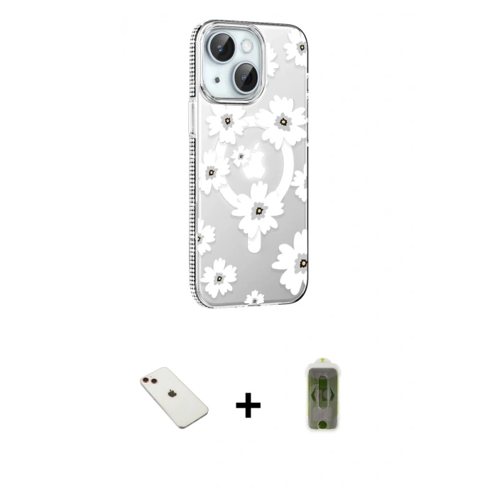MARSİLYAN™- iPhone 14 Kılıf Yörünge Işık Prime - Siyah Joko Magic 5D Hayalet Cam + Diamond Kamera Lens - KI