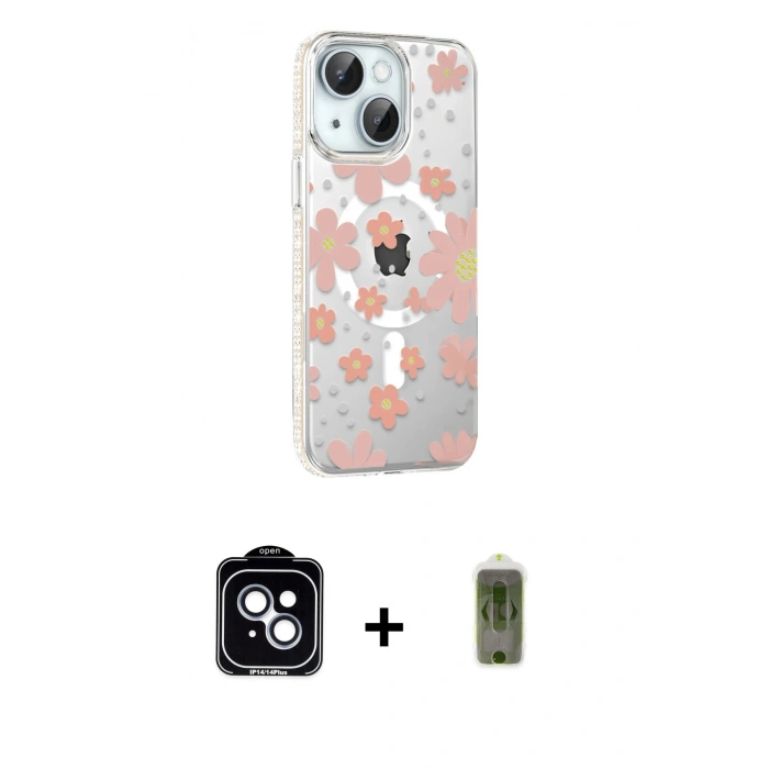 MARSİLYAN™- iPhone 14 Kılıf Yörünge Işık Prime - Siyah Joko Magic 5D Hayalet Cam + PVD Metal Kamera Lens - MI