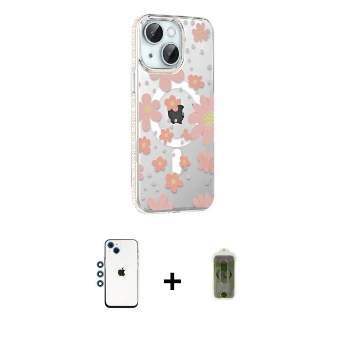 MARSİLYAN™- iPhone 14 Kılıf Yörünge Işık Prime - Siyah Joko Magic 5D Hayalet Cam + Shine Kamera Lens - MI