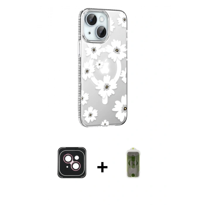 MARSİLYAN™- iPhone 14 Kılıf Yörünge Işık Prime - Siyah Joko Magic 5D Hayalet Cam + PVD Metal Kamera Lens - PE