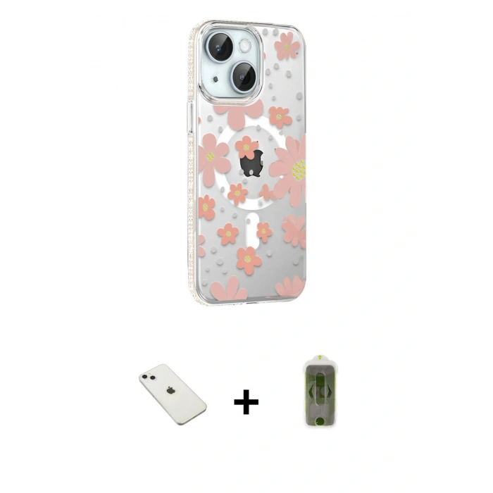 MARSİLYAN™- iPhone 14 Kılıf Yörünge Işık Prime - Siyah Joko Magic 5D Hayalet Cam + Diamond Kamera Lens - SABE