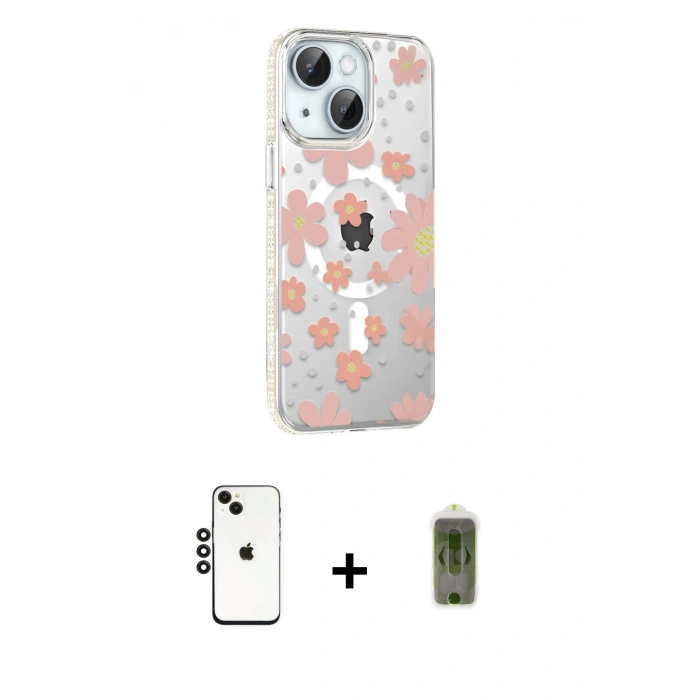 MARSİLYAN™- iPhone 14 Kılıf Yörünge Işık Prime - Siyah Joko Magic 5D Hayalet Cam + Shine Kamera Lens - SH
