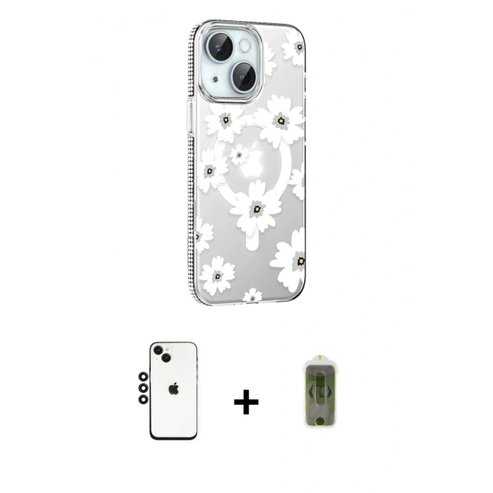 MARSİLYAN™- iPhone 14 Kılıf Yörünge Işık Prime - Siyah Joko Magic 5D Hayalet Cam + Shine Kamera Lens - SH