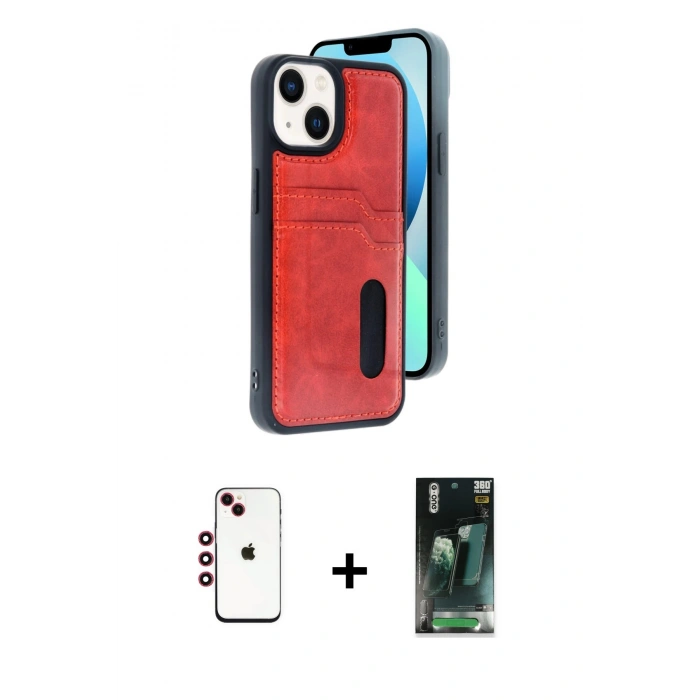 MARSİLYAN™- iPhone 14 Kılıf Yörünge Işık Serisi - Şeffaf 360 Full Body Arka Koruyucu + Shine Kamera Lens - KI