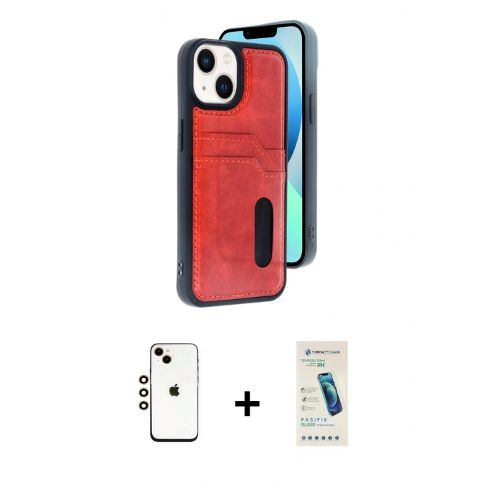 MARSİLYAN™- iPhone 14 Kılıf Yörünge Işık Serisi - Şeffaf Pasifik Cam Ekran Koruyucu + Shine Kamera Lens - GD