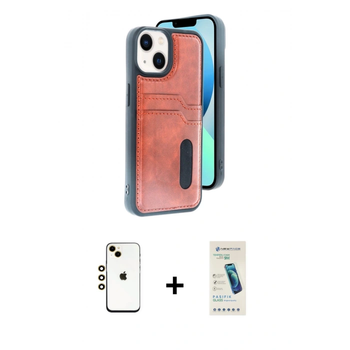 MARSİLYAN™- iPhone 14 Kılıf Yörünge Işık Serisi - Şeffaf Pasifik Cam Ekran Koruyucu + Shine Kamera Lens - GD