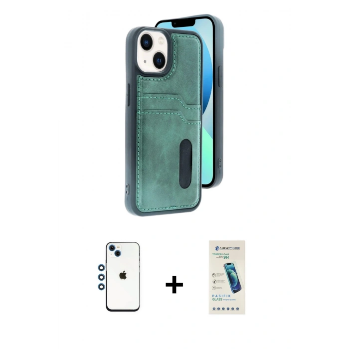 MARSİLYAN™- iPhone 14 Kılıf Yörünge Işık Serisi - Şeffaf Pasifik Cam Ekran Koruyucu + Shine Kamera Lens - MI